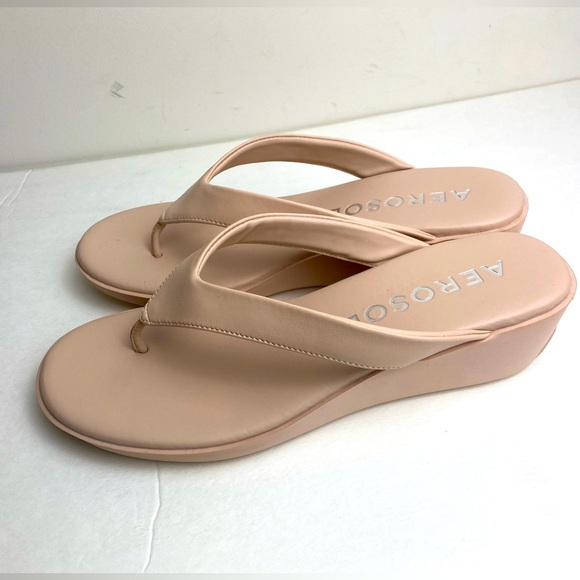 Aerosoles Womens Isha Pink thong Wedge Slides Thong Sandals Shoes size9 - Picture 2 of 6